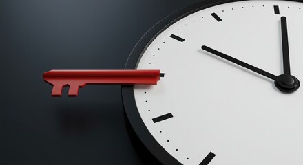 A precise clock face with hands approaching a key mark, symbolizing promptness and efficient action in a time-sensitive environment ,hands ,prompt ,work