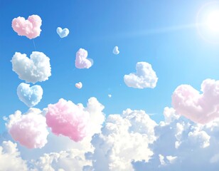 Heart-Shaped Clouds Floating in a Dreamy Blue Sky.