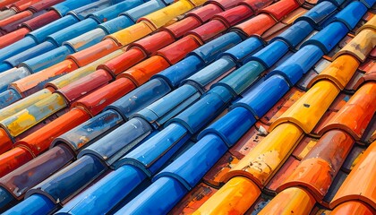 Colorful Roof Tiles - A Vibrant Architectural Detail.