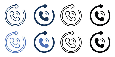 Repeated Call Icon Set: A dynamic set of call icons, rendered in various colors, symbolizing continuous communication. 