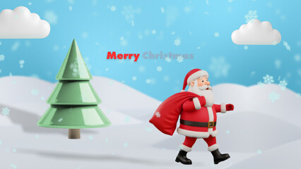 3D Santa Claus Christmas Wide Logo Reveal | Festive Holiday Animation Intro