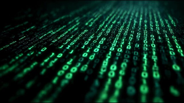 Blurred green binary closeup with bokeh highlights