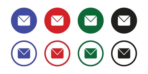 Email Icons: A collection of vibrant email icons, each radiating a unique color, symbolizing communication. A collection of email icon designed.