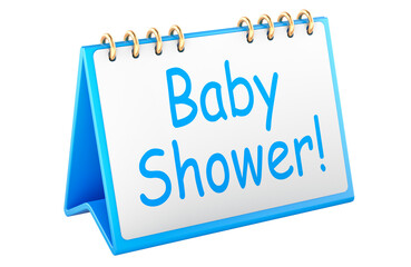 Baby Shower, desk calendar. 3D rendering