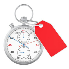 Stopwatch with red tag price. 3D rendering
