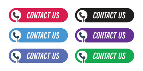 Colorful web button contact us vector set for website design and download icons