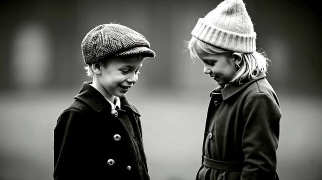 A boy and a girl standing next to each other in a park