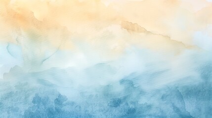 Sanfte Aquarell-Textur in Farbverl&auml;ufen von Hellblau und Ocker &ndash; Abstrakte, minimalistische Waschung mit subtiler K&ouml;rnung
