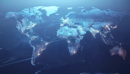 Generated image Digital world map with blue data connections