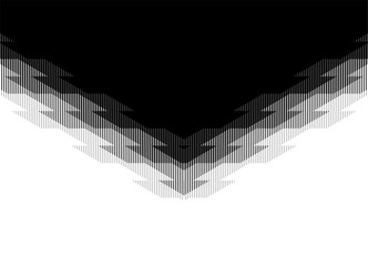 Vector black to white transition for ads, advertising, packaging, wall decor, video. Modern vector background of striped shapes. Design element with halftone. Texture. Lines. Stripes. Arrow, pointer