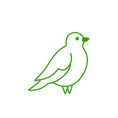 Minimalist green garden bird icon with smooth outline and characteristic beak, simple style, ideal for eco branding and digital projects