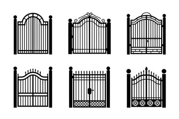 Obraz premium A collection of six ornate wrought iron gates, each with a unique design and decorative elements.