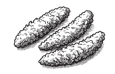 Hand-Drawn Fried Food Illustration | Crispy Snack Engraving Vector