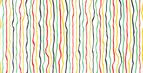 Vertical colored wavy stripes seamless pattern. Hand drawn doodle lines background, cute kids wallpaper or wrapping paper design. Baby pattern vector with uneven wavy vertical stripes, simple texture.