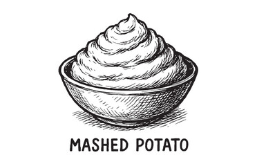 Vintage Hand-Drawn Mashed Potato Illustration | Engraved Food Drawing