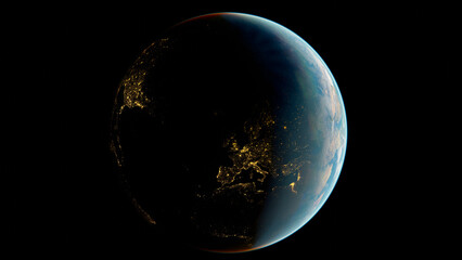 Earth in space, view on Europe from orbit