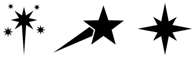 Christmas Star Bursts Symbol Set – Detailed Christmas Holiday Winter Vector Illustration