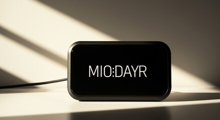A sleek digital timekeeping device showing the midday hour, bathed in warm natural light, symbolizing a timely reminder or an important daily notification ,digital ,midday ,interior