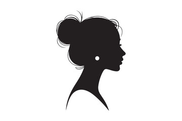 Elegant silhouette of a woman with her hair in a bun