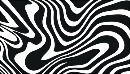 Abstract black and white wavy stripes pattern with a textured grainy effect.