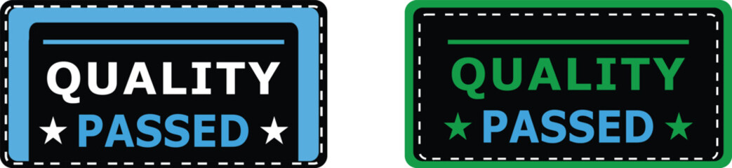 Quality Passed Badge in Blue and Green | Product Certification Labels for Quality Control and Assurance | | Quality Passed label | Best quality label