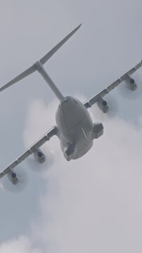 A400 M ATLAS military transport plane during flight with sharp turns