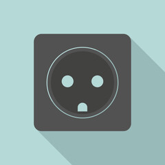 Fototapeta premium Electrical outlet icon on a light blue background with shadow.