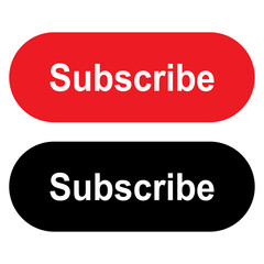 Subscribe button icon set, red and black rectangular web subscribe icons for social media, website, and user interface design vector