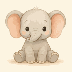 Baby Elephant Cute Graphic Character Sweet Calf Background Child Children Background Vector Print Illustration