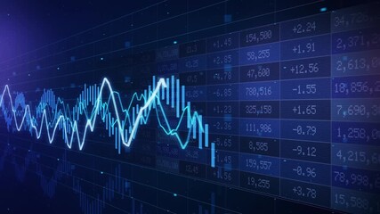 Animated blue data chart loop — stock market, financial analytics, big data visualization - Powered by Adobe