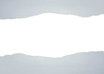 torn paper up and down in a frame with transparent background