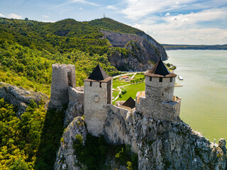 Fototapeta premium Explore Golubac Fortress an ancient site along the Danube in Eastern Serbia surrounded by lush landscapes