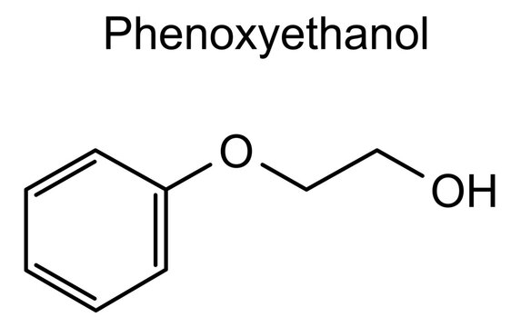 Phenoxyethanol, chemical structure of phenoxyethanol, drug substance