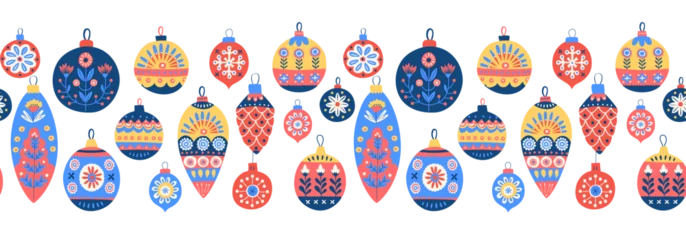 Selbstklebende Fototapeten Restaurant Scandinavian Christmas Ornament Pattern Festive Folk Art Seamless Background  © svsunny