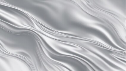 Fototapeta premium Elegant Silver Silk Fabric with Flowing Waves and Smooth Texture.