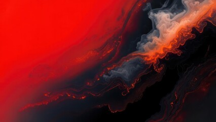 Fiery Abstract - A Dance of Red, Orange, and Black.