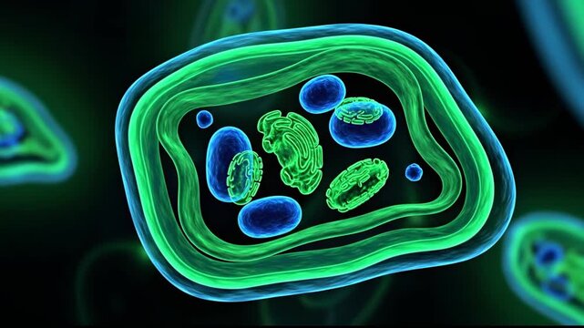 3D microscopic animation of pulsating biological cell membrane