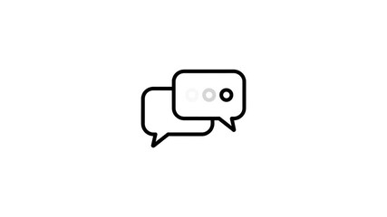 Chat icon with dots 2D animation on white background, messaging and communication concept.
