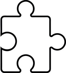 Outlined Puzzle Piece with Rounded Edges and Dual Connectors in Minimal Vector Style