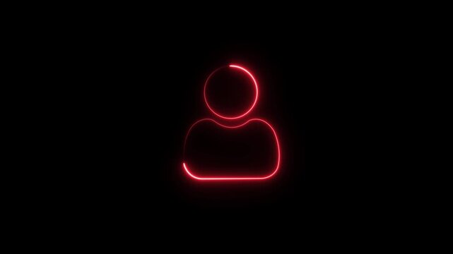 Neon glowing user icon animation. neon line profile icon. Glowing neon person or people sign animation background. User or profile or avatar icon. Profile sign ,contact icon animation online icon.