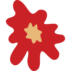 Abstract red and tan organic shape on a transparent background a bold graphic element with organic curves and a central starburst motif