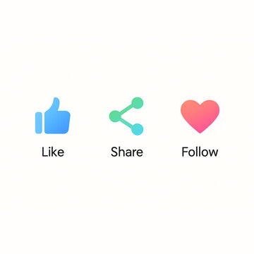 Like share and subscribe icons 