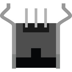 Abstract stylized graphic representation of a futuristic helmet or headgear with a dark grey and black color scheme and a transparent background