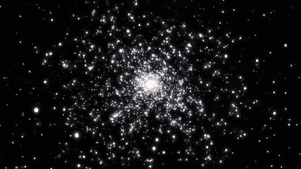 Animación 4K horizontal en formato 16:9 que muestra una explosión suave de puntos brillantes que nacen desde el centro y se expanden por todo el lienzo. Los destellos opacos generan una atmósfera eleg