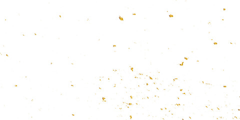 Falling shiny golden confetti isolated on transparent background. Bright festive tinsel of gold color. Golden confetti falling down isolated on transparent background.