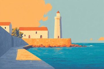 A lighthouse at the end of a long wooden pier