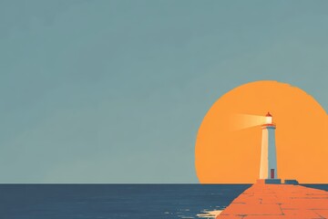 Lighthouse in a winter scene with snow on the ground