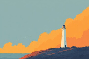 Minimalist vector illustration of a lighthouse icon
