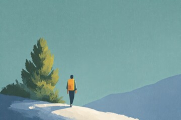 A lone cactus in a vast desert landscape