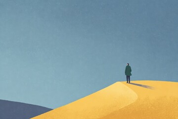 Woman sitting and contemplating a peaceful mountain view